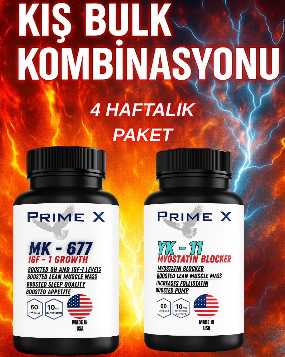 4 HAFTALIK KIŞ BULK HACİM PAKETİ - YK-11 60 KAPSÜL - MK-677 60 KAPSÜL