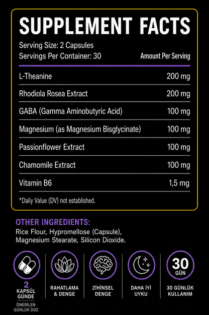 Primexsupps - Stress Relax Ashwagandha Rhodiola Passionflower  L-Theanine 60 Kapsül