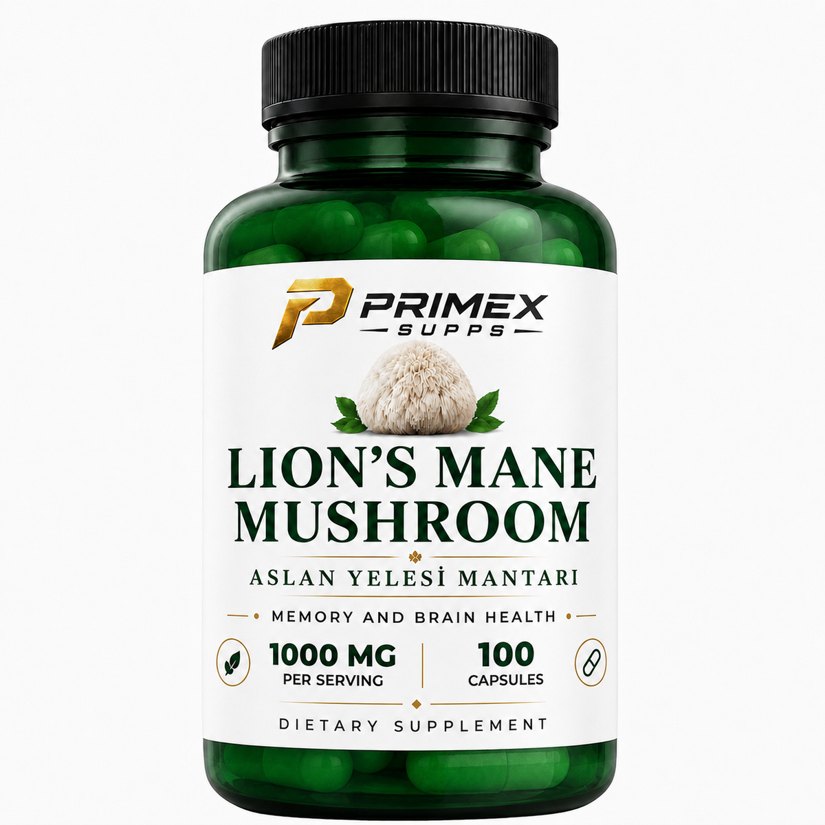 Primexsupps Aslan Yelesi Mantarı Lion's Mane Mushroom 1000 Mg 100 Kapsül