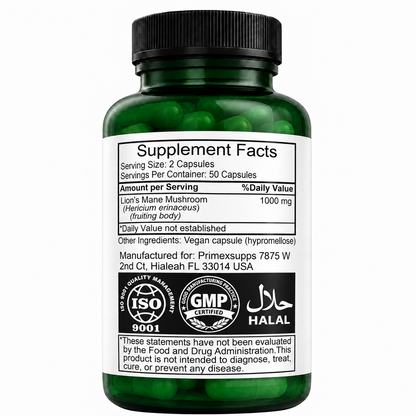 Primexsupps Aslan Yelesi Mantarı Lion's Mane Mushroom 1000 Mg 100 Kapsül
