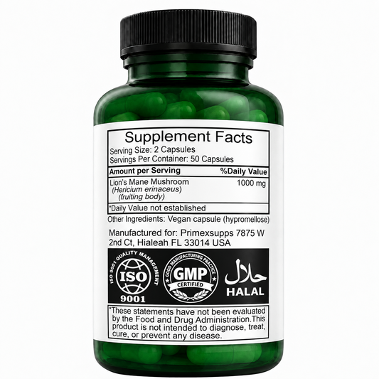 Primexsupps Aslan Yelesi Mantarı Lion's Mane Mushroom 1000 Mg 100 Kapsül
